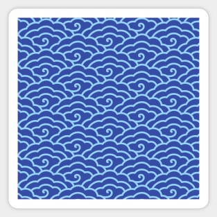 Traditional Chinese Cloud Pattern- Hong Kong Retro Print Blue Sticker